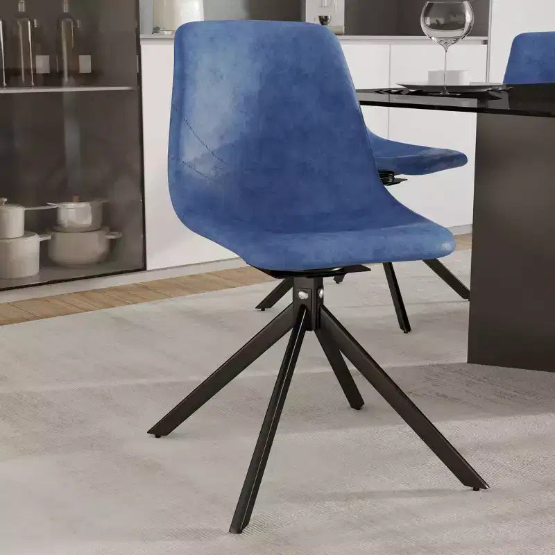 Sedia da pranzo LeisureMod in pelle con girevole a 360 gradi e gambe in ferro verniciato a polvere