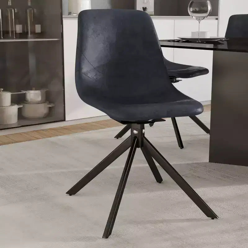 Sedia da pranzo LeisureMod in pelle con girevole a 360 gradi e gambe in ferro verniciato a polvere