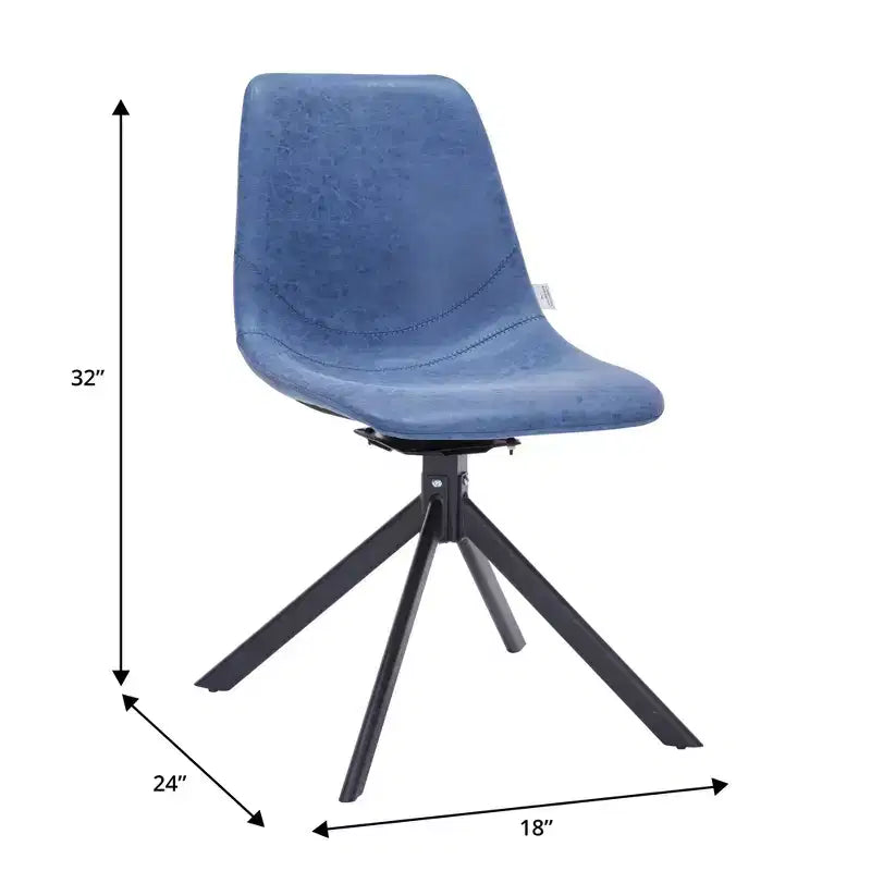 Sedia da pranzo LeisureMod in pelle con girevole a 360 gradi e gambe in ferro verniciato a polvere
