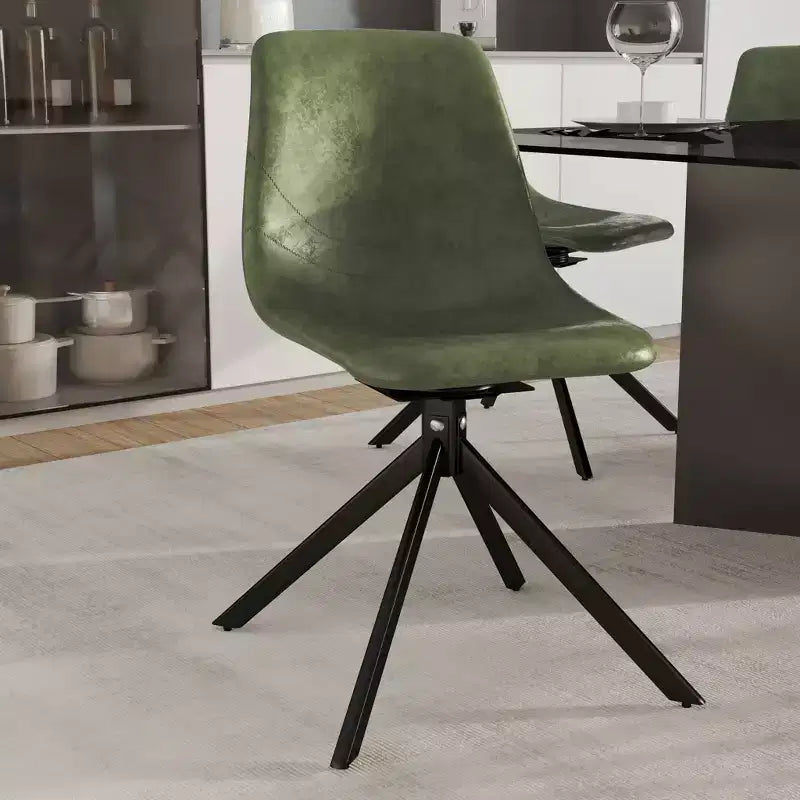 Sedia da pranzo LeisureMod in pelle con girevole a 360 gradi e gambe in ferro verniciato a polvere