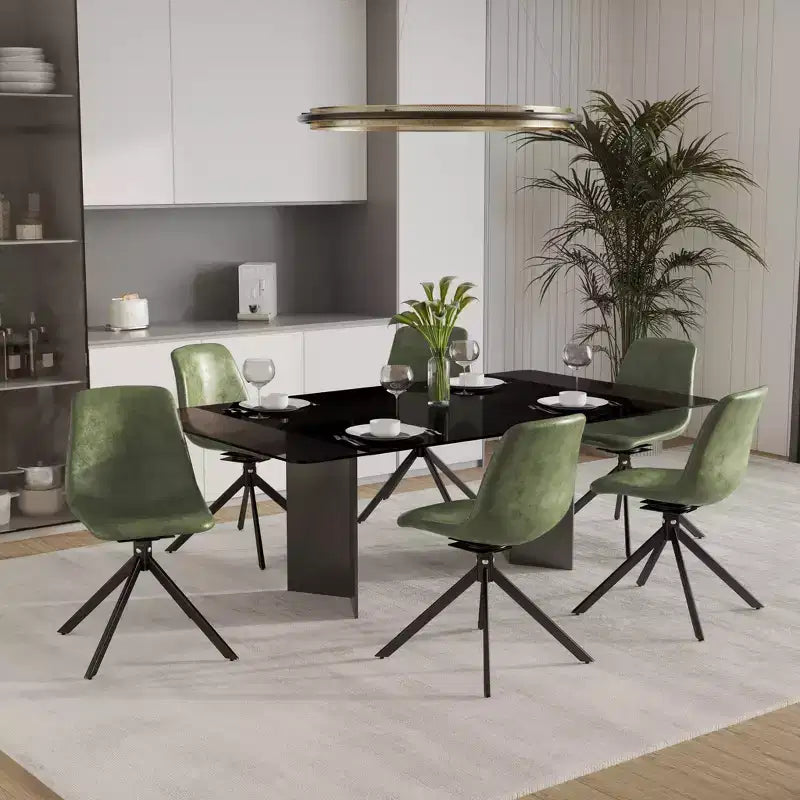 Sedia da pranzo LeisureMod in pelle con girevole a 360 gradi e gambe in ferro verniciato a polvere