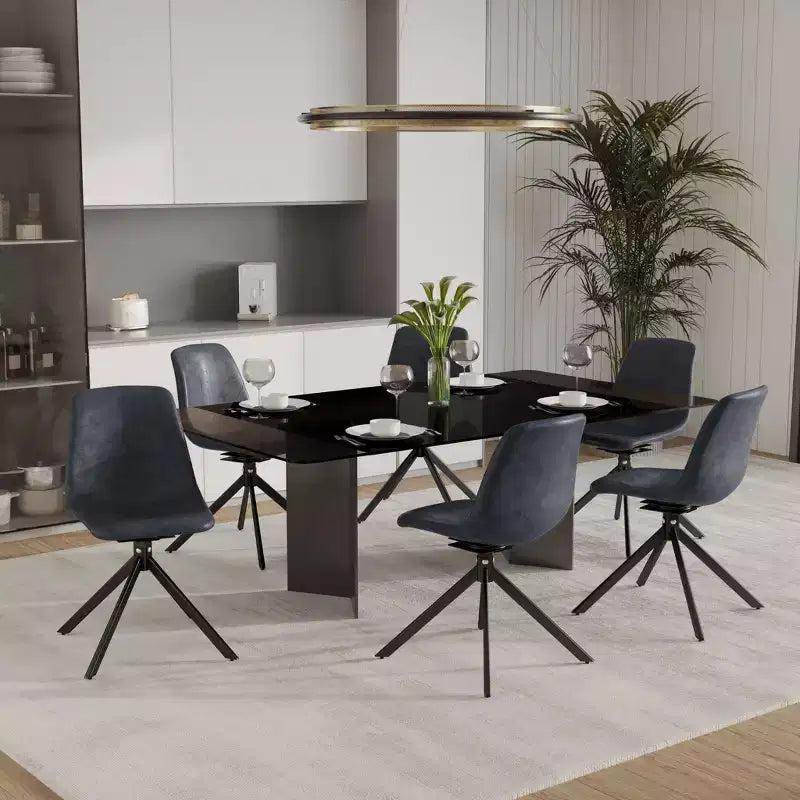 Sedia da pranzo LeisureMod in pelle con girevole a 360 gradi e gambe in ferro verniciato a polvere