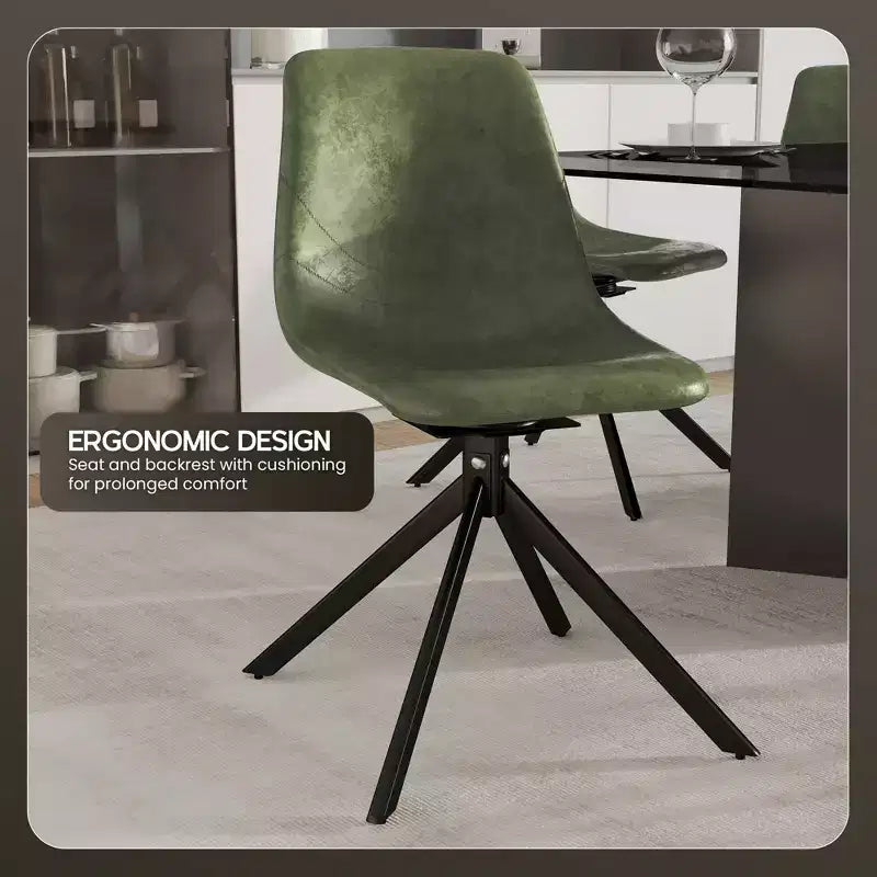 Sedia da pranzo LeisureMod in pelle con girevole a 360 gradi e gambe in ferro verniciato a polvere