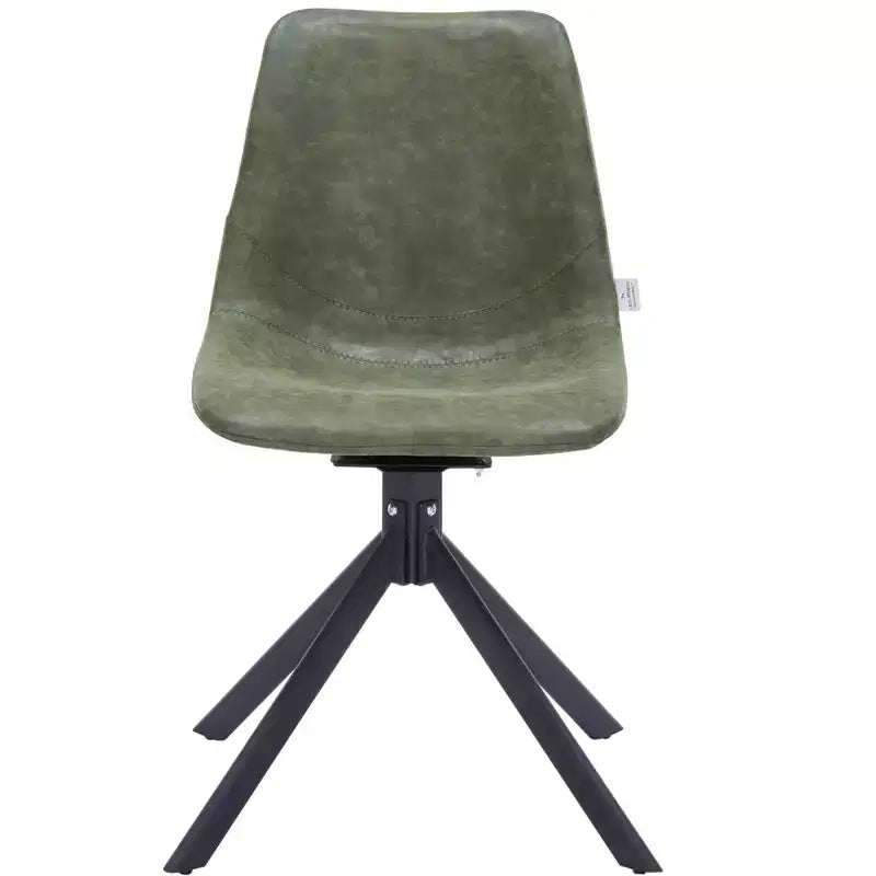 Sedia da pranzo LeisureMod in pelle con girevole a 360 gradi e gambe in ferro verniciato a polvere