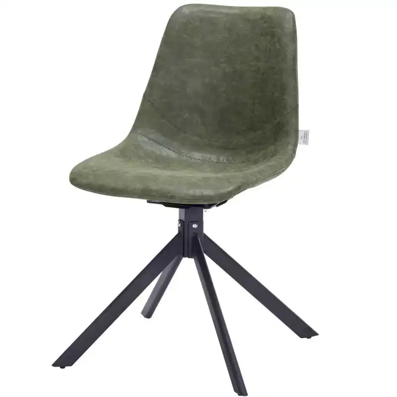 Sedia da pranzo LeisureMod in pelle con girevole a 360 gradi e gambe in ferro verniciato a polvere