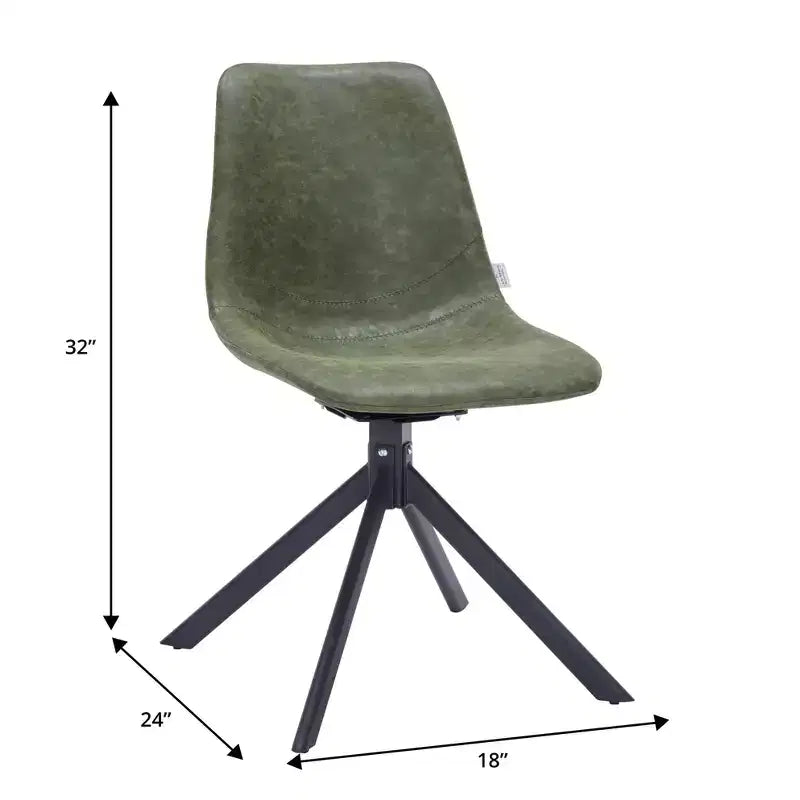 Sedia da pranzo LeisureMod in pelle con girevole a 360 gradi e gambe in ferro verniciato a polvere