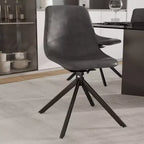 Sedia da pranzo LeisureMod in pelle con girevole a 360 gradi e gambe in ferro verniciato a polvere