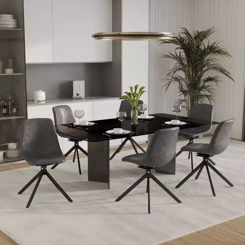 Sedia da pranzo LeisureMod in pelle con girevole a 360 gradi e gambe in ferro verniciato a polvere