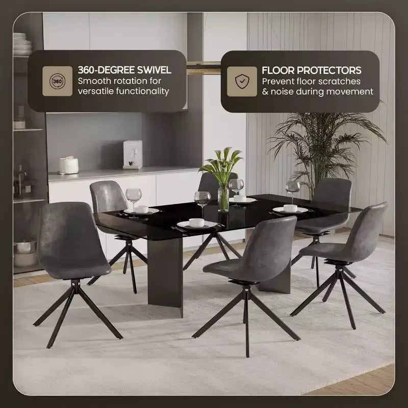 Sedia da pranzo LeisureMod in pelle con girevole a 360 gradi e gambe in ferro verniciato a polvere