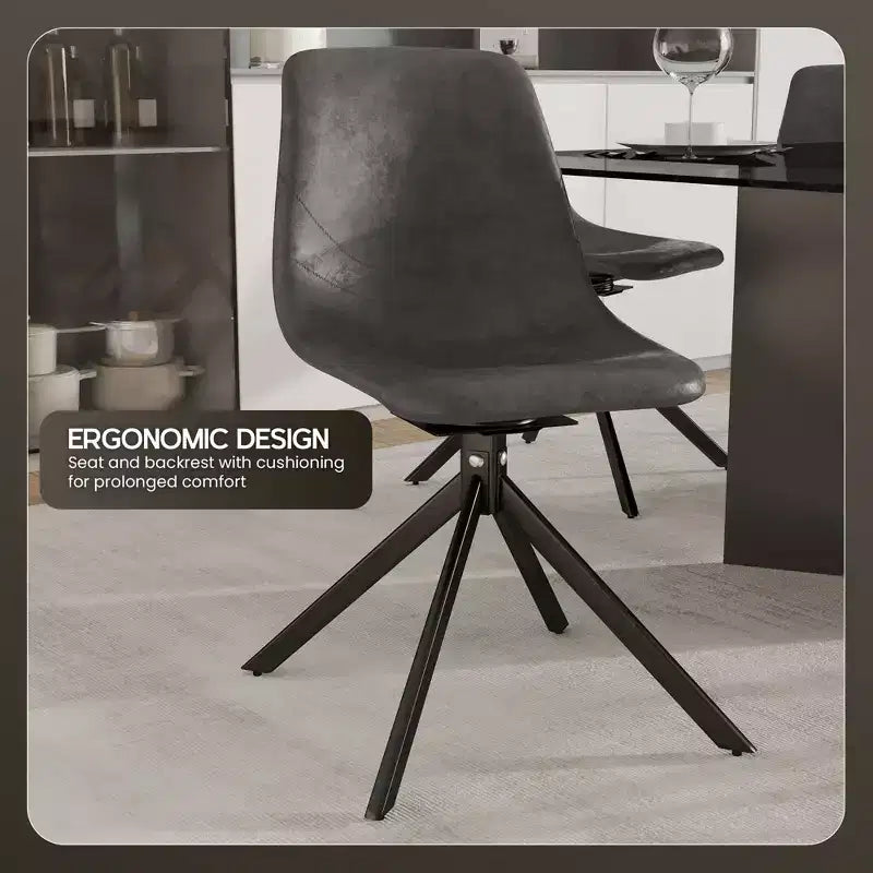 Sedia da pranzo LeisureMod in pelle con girevole a 360 gradi e gambe in ferro verniciato a polvere