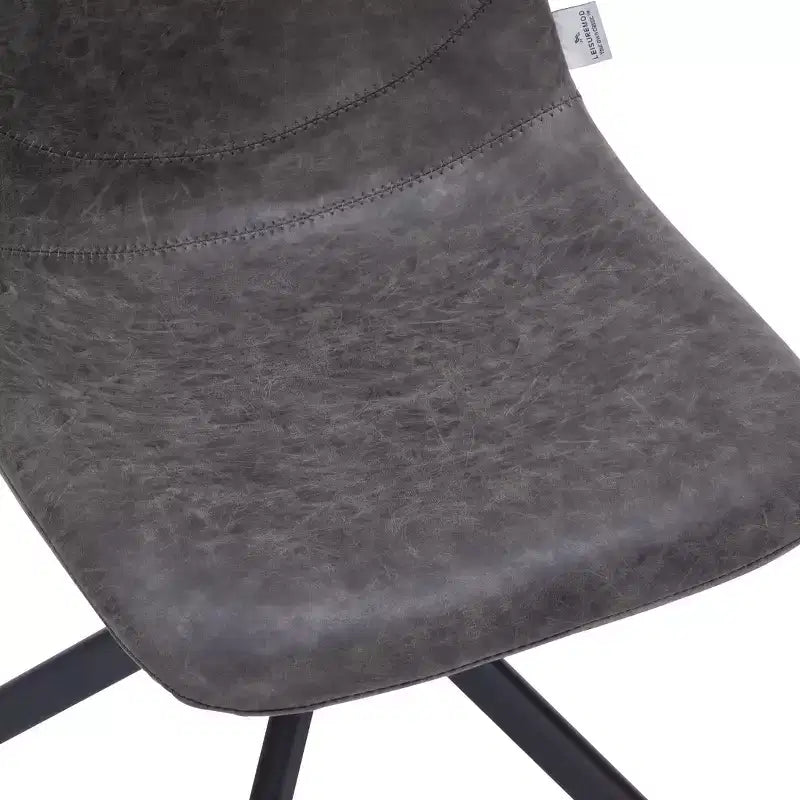 Sedia da pranzo LeisureMod in pelle con girevole a 360 gradi e gambe in ferro verniciato a polvere