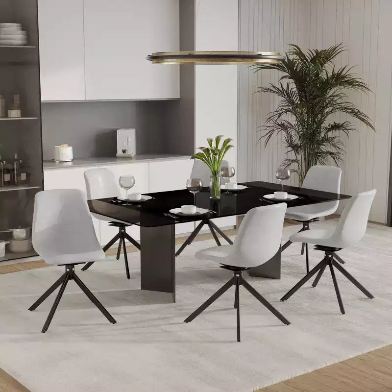 Sedia da pranzo LeisureMod in pelle con girevole a 360 gradi e gambe in ferro verniciato a polvere
