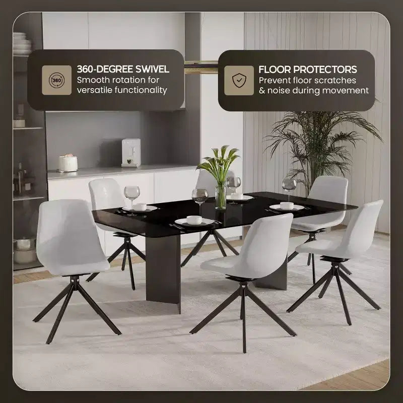 Sedia da pranzo LeisureMod in pelle con girevole a 360 gradi e gambe in ferro verniciato a polvere