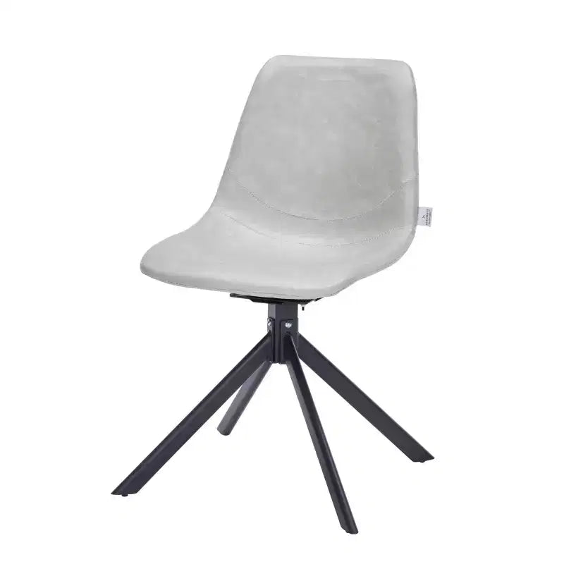 Sedia da pranzo LeisureMod in pelle con girevole a 360 gradi e gambe in ferro verniciato a polvere