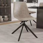 Sedia da pranzo LeisureMod in pelle con girevole a 360 gradi e gambe in ferro verniciato a polvere