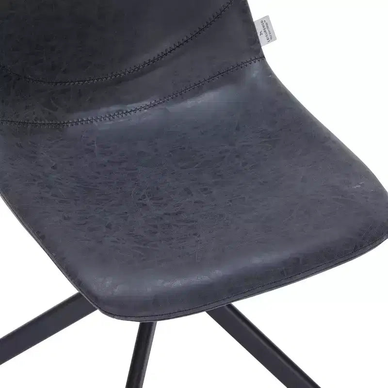 Sedia da pranzo LeisureMod in pelle con girevole a 360 gradi e gambe in ferro verniciato a polvere