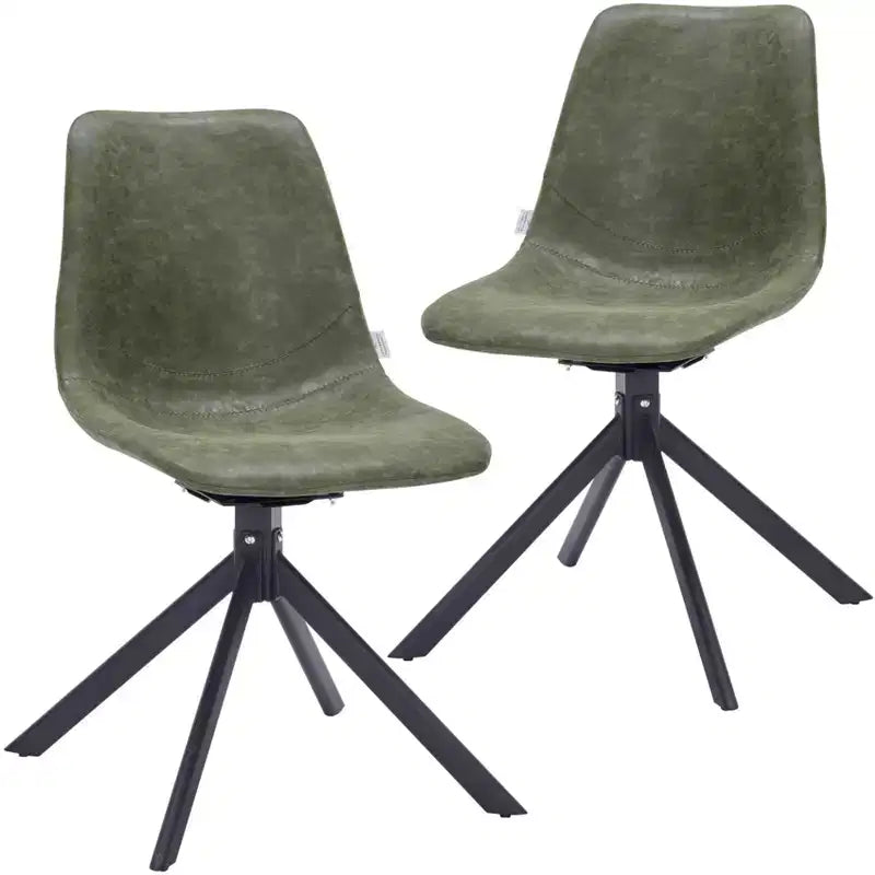 Sedia da pranzo LeisureMod in pelle con girevole a 360 gradi e gambe in ferro verniciato a polvere