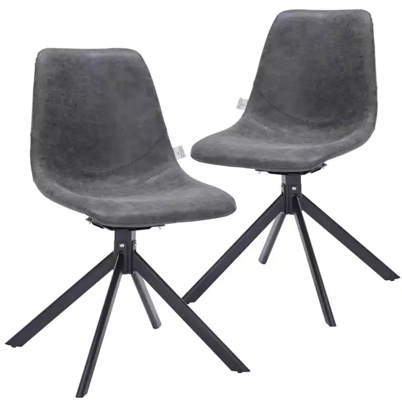Sedia da pranzo LeisureMod in pelle con girevole a 360 gradi e gambe in ferro verniciato a polvere
