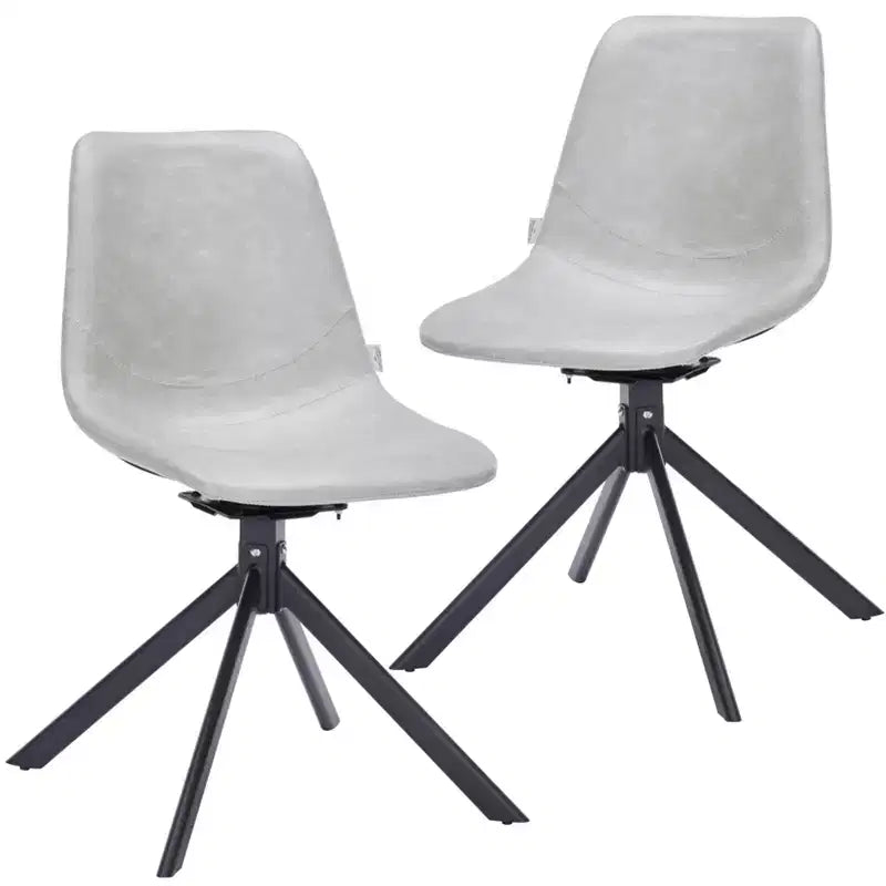 Sedia da pranzo LeisureMod in pelle con girevole a 360 gradi e gambe in ferro verniciato a polvere