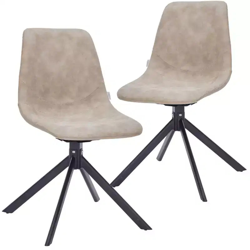 Sedia da pranzo LeisureMod in pelle con girevole a 360 gradi e gambe in ferro verniciato a polvere