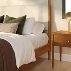 Letto a baldacchino Harbor Queen con testiera imbottita, biondo/bianco (MD2411-01)