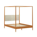 Letto a baldacchino Harbor Queen con testiera imbottita, biondo/bianco (MD2411-01)