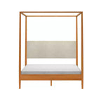 Letto a baldacchino Harbor Queen con testiera imbottita, biondo/bianco (MD2411-01)