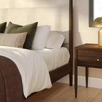 Letto a baldacchino Harbor Queen con testiera imbottita, biondo/bianco (MD2411-01)