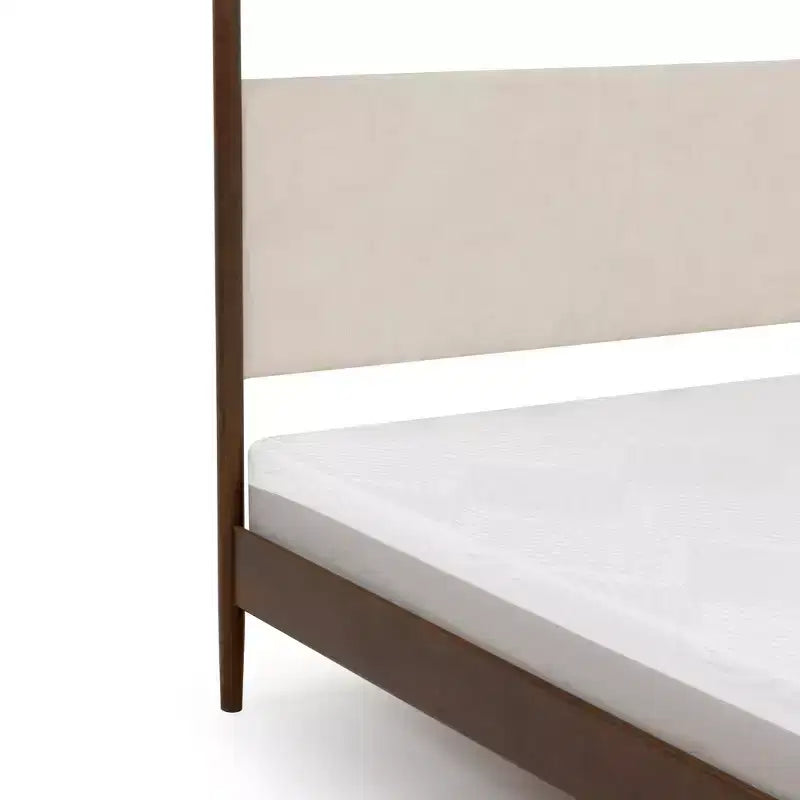 Letto a baldacchino Harbor Queen con testiera imbottita, biondo/bianco (MD2411-01)