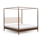 Letto a baldacchino Harbor Queen con testiera imbottita, biondo/bianco (MD2411-01)