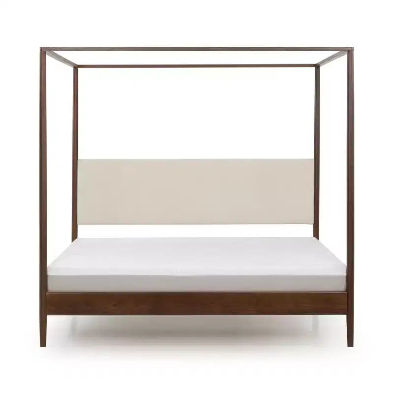 Letto a baldacchino Harbor Queen con testiera imbottita, biondo/bianco (MD2411-01)