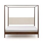 Letto a baldacchino Harbor Queen con testiera imbottita, biondo/bianco (MD2411-01)