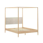 Letto a baldacchino Harbor Queen con testiera imbottita, biondo/bianco (MD2411-01)