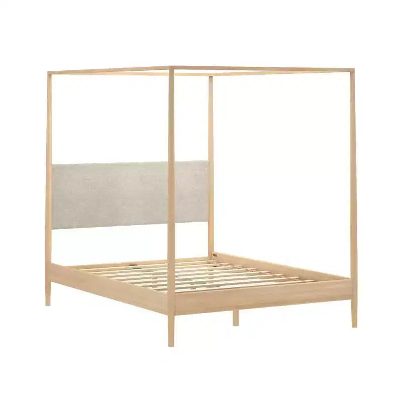 Letto a baldacchino Harbor Queen con testiera imbottita, biondo/bianco (MD2411-01)