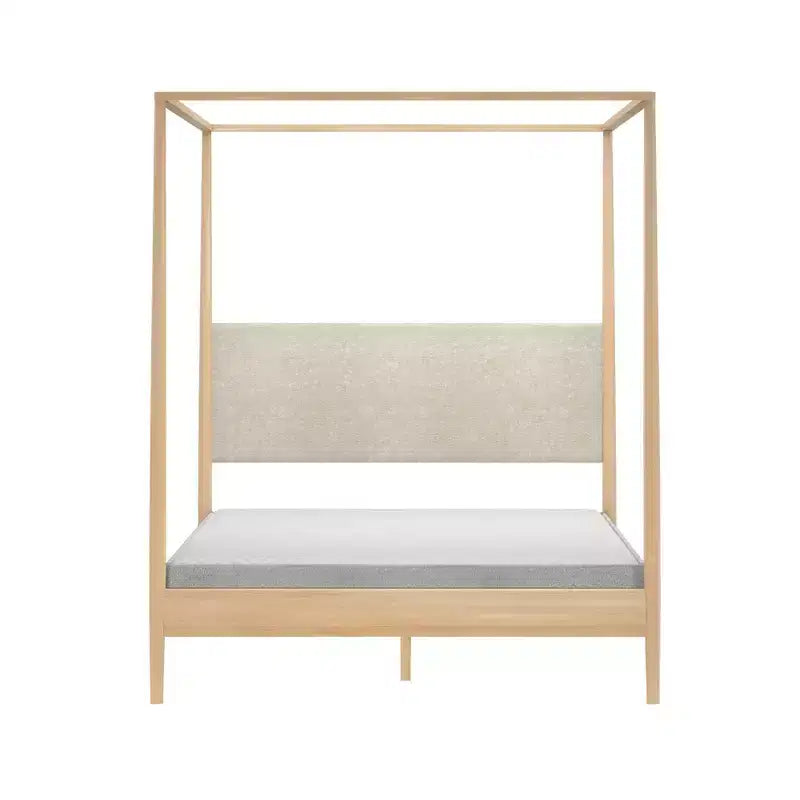 Letto a baldacchino Harbor Queen con testiera imbottita, biondo/bianco (MD2411-01)