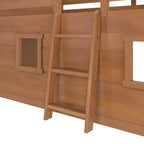 Letto a soppalco basso matrimoniale in stile rustico con 2 finestre