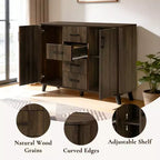 LuxenHome Credenza di design da 120 cm con Ante, Madia Contenitore Mid-Century per Soggiorno, Sala da Pranico, Ingresso, Noce Scuro