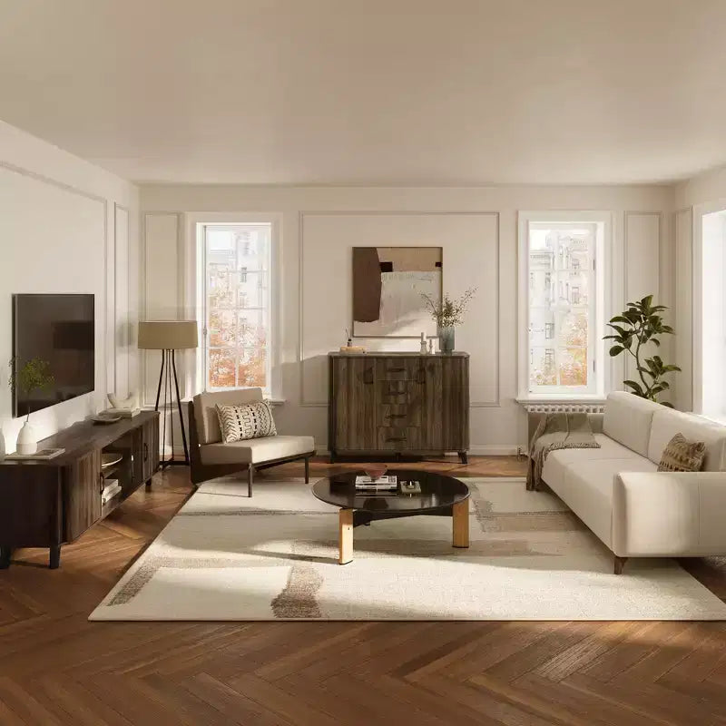 LuxenHome Credenza di design da 120 cm con Ante, Madia Contenitore Mid-Century per Soggiorno, Sala da Pranico, Ingresso, Noce Scuro