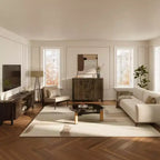 LuxenHome Credenza di design da 120 cm con Ante, Madia Contenitore Mid-Century per Soggiorno, Sala da Pranico, Ingresso, Noce Scuro