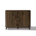 LuxenHome Credenza di design da 120 cm con Ante, Madia Contenitore Mid-Century per Soggiorno, Sala da Pranico, Ingresso, Noce Scuro