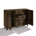 LuxenHome Credenza di design da 120 cm con Ante, Madia Contenitore Mid-Century per Soggiorno, Sala da Pranico, Ingresso, Noce Scuro