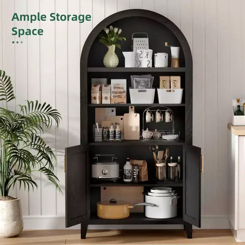 MAYEERTY 63 Armadietto Contenitore ad Arco con Anta in Legno di Faggio Libreria a 5 Ripiani