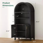 MAYEERTY 63 Armadietto Contenitore ad Arco con Anta in Legno di Faggio Libreria a 5 Ripiani