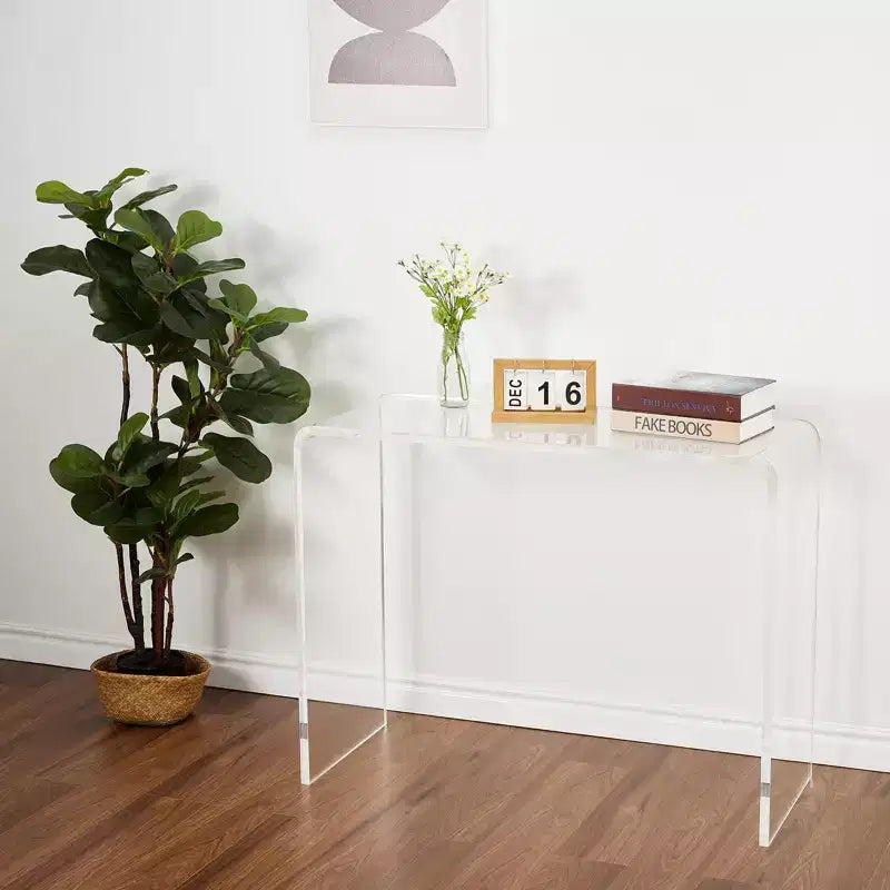 Console TableTavolino stretto moderno in acrilico trasparente, mobile d'accento compatto per soggiorno, sala da pranzo o ingresso