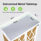 Mobiletto contenitore impermeabile, banco da lavoro da giardino in legno con 2 ripiani rimovibili, piano in metallo zincato, adatto per uso interno ed esterno.