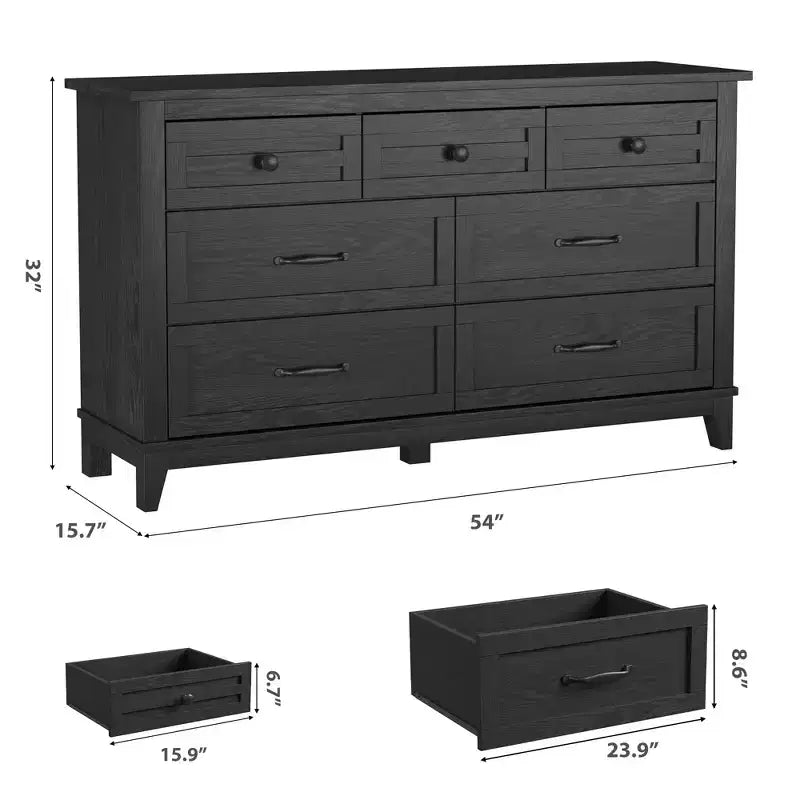 GustoWave 54 Cassettiera a 7 cassetti con Dispositivo Anti-Ribaltamento - Comò Moderno per Camera da Letto o Soggiorno