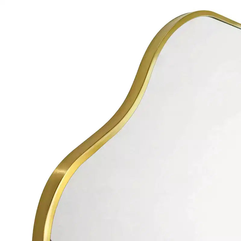 Specchio Ellara Gold Asimmetrico a Figura Intera con Cornice Dorata Irregolare Curva, 165 cm H x 89 cm Grande Specchio da Parete a Figura Intera per Camera da Letto, Soggiorno