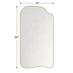 Specchio Ellara Gold Asimmetrico a Figura Intera con Cornice Dorata Irregolare Curva, 165 cm H x 89 cm Grande Specchio da Parete a Figura Intera per Camera da Letto, Soggiorno