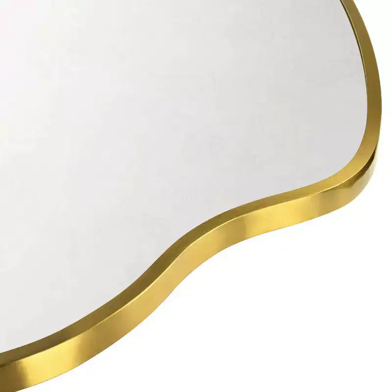 Specchio Ellara Gold Asimmetrico a Figura Intera con Cornice Dorata Irregolare Curva, 165 cm H x 89 cm Grande Specchio da Parete a Figura Intera per Camera da Letto, Soggiorno
