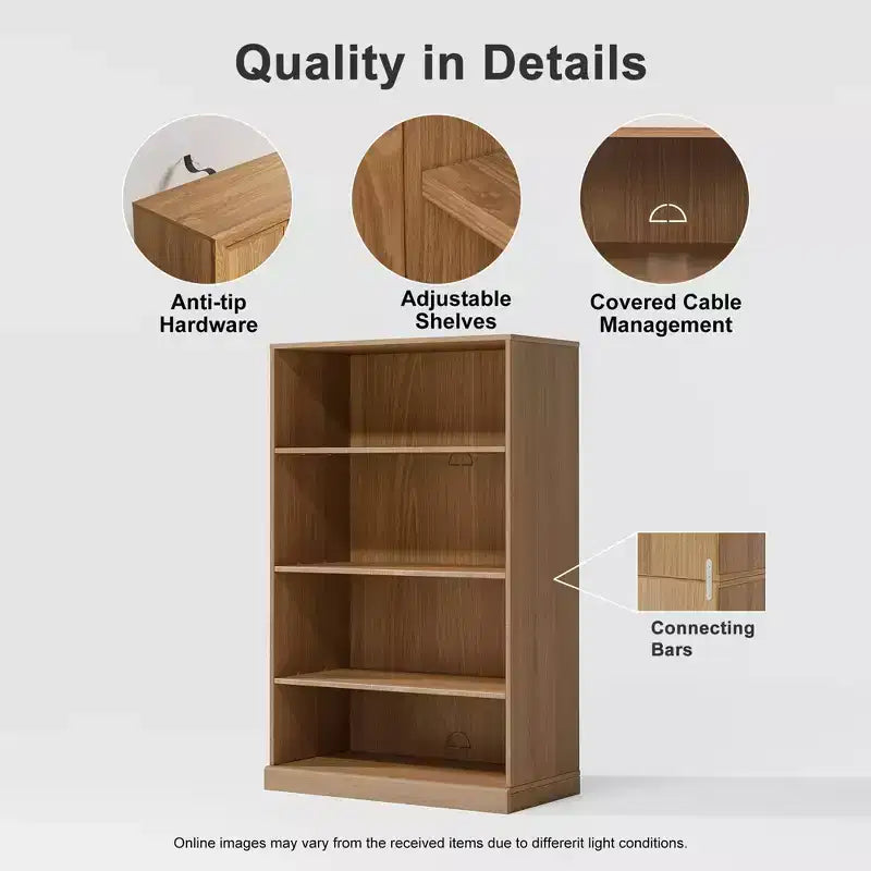 PexFix 49x31x16 Scaffale Senza Ante in Legno Mobile Contenitore Libreria e Mobile Ufficio per Cucina Camera da Letto Ingresso Soggiorno Sala da Pranzo Naturale